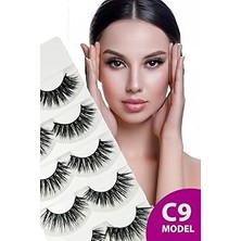 Nacario Ruby Face Doğal Görünümlü Ipek Bütün 5li Takma Kirpik Seti- 5 Çift Gerçek Takma Ki