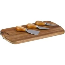 Nacario Alpina ALP112 Peynir Tahtası ve Bıçak Seti 4 Parça 32X17,5 cm