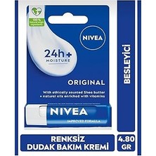 Nacario Nıvea Dudak Bakım Kremi Orijinal, 4,8 Gr, 24 Saat Nem, Shea Yağı ve Vitaminler