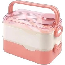 Nacario Vagonlife Içi Çelik 2 Katlı Saklama Kabı 1350 ml Pembe