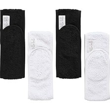 Nacario Saç Bandı | 4lü Set | HAVLU%100 Pamuk | Sporcu Makyaj Bandana, Cırt Bant Biyeli | 2 Siya