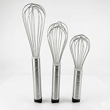 Nacario 3’lü Paslanmaz Çelik Çırpıcı Seti - (22CM, 26CM, 32CM) Ergonomik Saplı Yumurta ve S