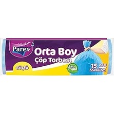 Nacario Parex Orta Boy Çöp Torbası 15'li (55 x 60 Cm)