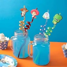 Nacario Çocuk Pipeti 4 Adet Şekilli-Uzun Kıvrımlı ve Figürlü Renkli Plastik Pipet Seti 26 cm