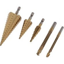 Nacario Sharplace 5 Adet Hss Kademeli Matkap Ucu, Spiral Somun, Hss Konik Matkap, Hss Kademeli Matka