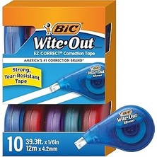 Nacario Bıc Wite-Out Brand Ez Correct Correction Tape, White, 10-Count