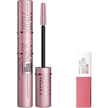 Nacario Maybelline New York Lash Sensational Sky High Maskara & Mini Super Stay Matte Ink Likit Mat
