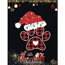 Nacario Christmas Sketch Book: Buffalo Plaid Christmas Paw Dog With Santa Hat & Lights Gift, 120 Pag
