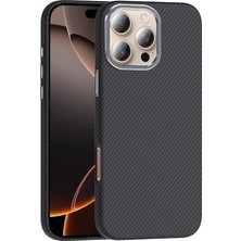 Apple iPhone 16 Pro Max Kılıf M-Safe Şarj Özellikli Karbon Fiber Görünümlü Zore Gros Kapak