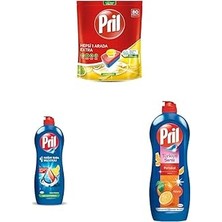 Nacario Pril Hepsi Bir Arada Extra 80 Tablet + Elde 675 ml Limon + Elde 675 ml Portakal