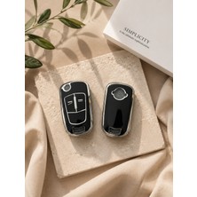 Opel Astra H Corsa D 2 Buton Nano Koruma Anahtar Kılıfı Siyah Gümüş