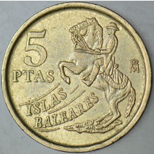 Banknoting Ispanya 5 Peseta 1997 Balear Adaları Temalı.