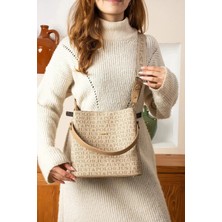 Just Polo Kadın Monogram Baskılı El ve Omuz Çantası Ebat 25 x 25