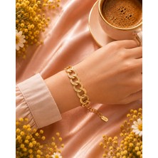 Jammy Jewerly Gold Desenli Halka Çelik Bileklik – Modern ve Şık Tasarım
