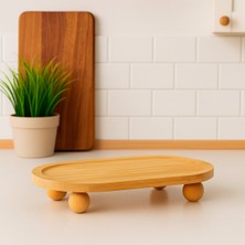 Empressco Misket Ayaklı Bambu Sunumluk, 24X14CM, Şık ve Doğal Tasarım