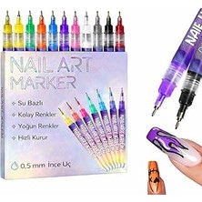 Nacario Rıvano 12 Renk Oje Sanatı Kalemi Seti, Su Bazlı Hızlı Kuruyan Tırnak Art Kalemi, Çocuk