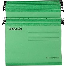 Nacario Esselte Klasik Askılı Dosya, A4, Yeşil, 25'li Paket, Sekmeler Dahil, 90318