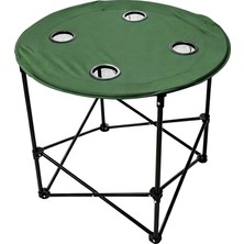 Escamp Katlanabilir Yuvarlak Kumaş Kamp Masası 72X72X62 cm Yeşil, Katlanabilir Tasarım, Hafif ve Pratik, Ou