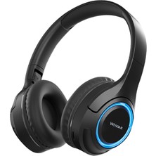 Wesdar K-216H Bluetooth Kulak Üstü Işıklı Kulaklık Siyah, Kristal Ses Kalitesi, Uzun Pil Ömrü, Prati