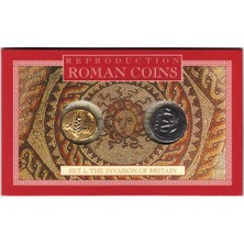 Banknoting Reprodüksiyon-Roma 'nın Britanya'yı Işgali 2 Li Sikke Seti. Sezar ve Kelt Sikkeleri. Özel Kitinde.