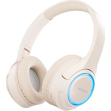 Wesdar K-216H Bluetooth Kulak Üstü Işıklı Kulaklık Bej, Kristal Ses Kalitesi, Uzun Pil Ömrü, Pratik