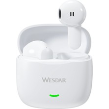 Wesdar TWS601 Earbuds Bluetooth Kulaklık Beyaz, Kristal Ses Kalitesi, Uzun Pil Ömrü, Pratik Kullanım