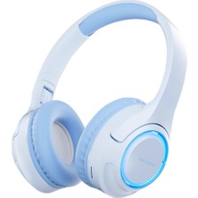 Wesdar K-216H Bluetooth Kulak Üstü Işıklı Kulaklık Mavi, Kristal Ses Kalitesi, Uzun Pil Ömrü, Pratik