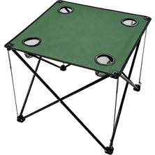 Escamp Katlanabilir Kare Kumaş Kamp Masası 58X58X50 cm Yeşil, Katlanabilir Tasarım, Hafif ve Pratik, Outdoo