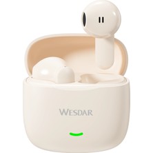 Wesdar TWS601 Earbuds Bluetooth Kulaklık Bej, Kristal Ses Kalitesi, Uzun Pil Ömrü, Pratik Kullanım