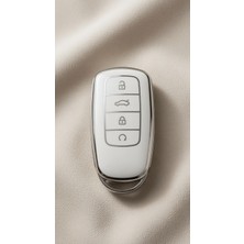 Premium Chery Tiggo 8 Pro Omoda 5 Tiggo 7 Avantgarde Jaaeco Nano Anahtar Kılıfı Beyaz Gümüş Renk