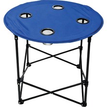 Escamp Katlanabilir Yuvarlak Kumaş Kamp Masası 72X72X62 cm Mavi, Katlanabilir Tasarım, Hafif ve Pratik, Out