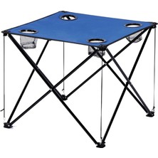 Escamp Katlanabilir Kare Kumaş Kamp Masası 58X58X50 cm Mavi, Katlanabilir Tasarım, Hafif ve Pratik, Outdoor