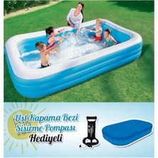Bestway Büyük Boy Şişme Havuz, Aile Için 305X183X56 Cm, Pompa ve Örtüsüyle