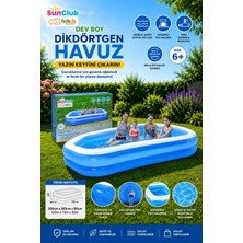 Premini Aile Boyu Büyük Dikdörtgen Şişme Havuz 305X183X50 Cm, Yaz Eğlencesi