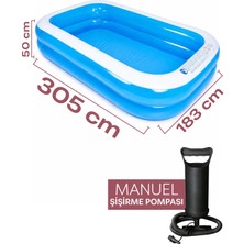 Premini Büyük Boy Dikdörtgen Şişme Havuz 305X183X50 cm + Pompa Dahil