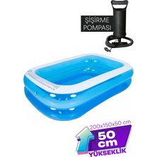 Premini Large Rectangular Inflatable Family Pool 200X150 Cm, Perfect For Summer Fun