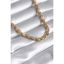 Clariss 316L Çelik Gold Renk Lazer Kesim Arpa Zincir Model Kadın Kolye