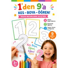 Organik Yolda Kes Boya Öğren | Sayıları Öğreniyorum 1-9 | Kes Yapıştır Boyama Etkinliği | Okul Öncesi Eğitim Seti | 9 Sayfa A4 | 3+ Yaş