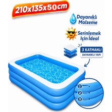 Premini Büyük Boy Dikdörtgen Şişme Yüzme Havuzu 210X135X50CM, Aile ve Çocuklar Için
