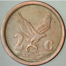 Banknoting Güney Afrika 2 Cent 1991.