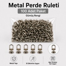 Overdal Metal Perde Ruleti Korniş Halkası Metal Rulet Perde Düğmesi 100 Adet Gümüş Rengi Avantajlı Paket