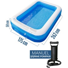 Premini Büyük Boy Dikdörtgen Şişme Aile Havuzu 262X175X50 Cm, Eğlence Dolu Yaz Keyfi