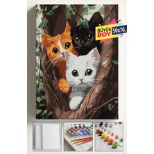 Empressco Sayılarla Boyama Seti Numaralı Tuval Fırça Boya Dahil Kasnaklı Set 50X70 cm - Ağaçtaki Kediler - Fiyatı, Yorumları
