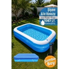 Premini Büyük Boy Şişme Havuz, Aile Boyu Jumbo Havuz, 305X183X56, Havuz Örtüsü ve Pompa