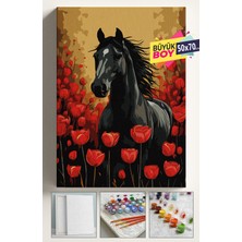 Empressco Sayılarla Boyama Seti Numaralı Tuval Fırça Boya Dahil Kasnaklı Set 50X70 cm - At ve Laleler - Fiyatı, Yorumları