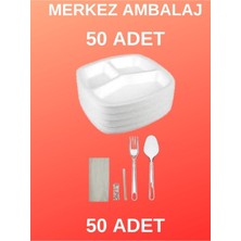 Empressco Piknik Mevlid Düğün Kına Yemek Iş Yeri ve Ofis Için 3 Göz Köpük Tabak 50 Şer Adet Piknik Seti - Fiyatı, Yorumları