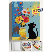 Empressco Sayılarla Boyama Seti Numaralı Tuval Fırça Boya Dahil Kasnaklı Set 50X70 cm - Vazo ve Kedi - Fiyatı, Yorumları