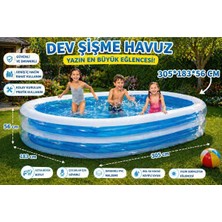 Premini Geniş ve Derin Şişme Aile Havuzu 305X183X56 Cm, Bahçe Keyfi