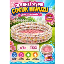Premini Renkli Desenli 86X25 cm Çocuk Şişme Yazlık Oyun Havuzu