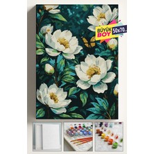 Empressco Sayılarla Boyama Seti Numaralı Tuval Fırça Boya Dahil Kasnaklı Set 50X70 cm - Yeşil Çiçekler - Fiyatı, Yorumları